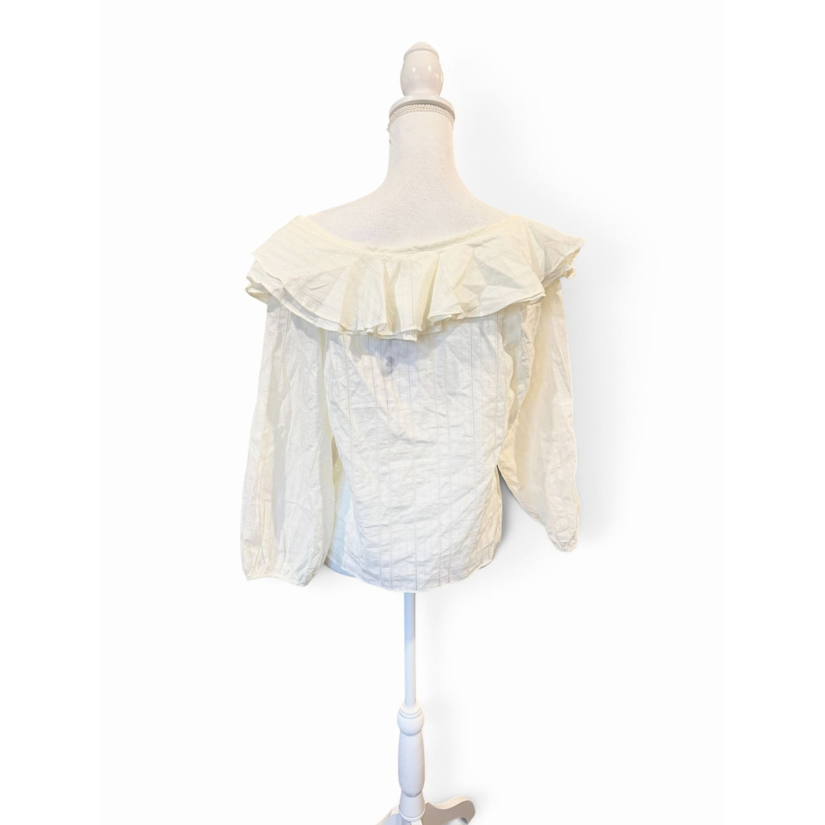 Nation Sandra Ruffle Blouse-Porcelain, Size L NWT