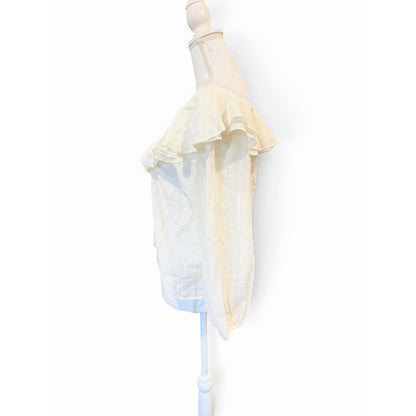 Nation Sandra Ruffle Blouse-Porcelain, Size L NWT