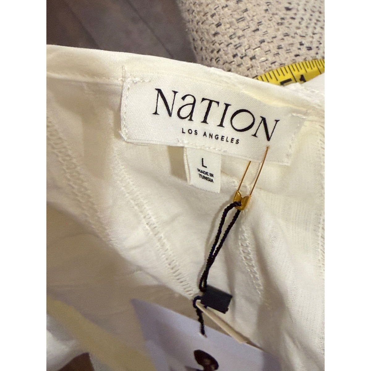Nation Sandra Ruffle Blouse-Porcelain, Size L NWT