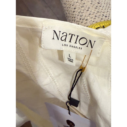 Nation Sandra Ruffle Blouse-Porcelain, Size L NWT