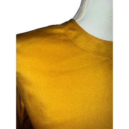 Chanel Yellow Long-Sleeve Satin Blouse With Button Details, Fits US 4