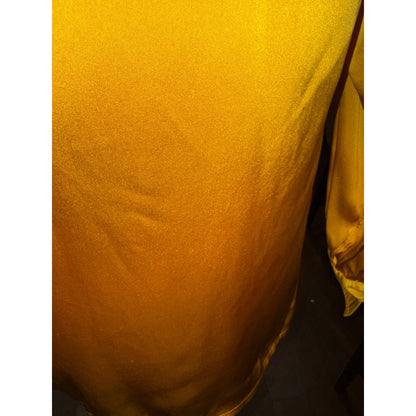 Chanel Yellow Long-Sleeve Satin Blouse With Button Details, Fits US 4