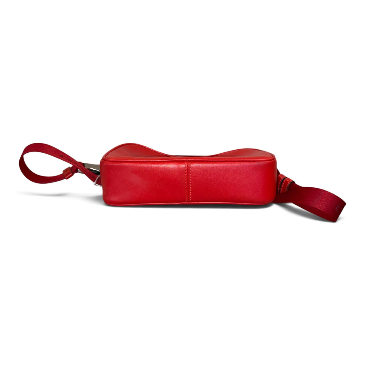 Coach Red Leather Crossbody Bag With Adjustable Strap And Silver Hardware