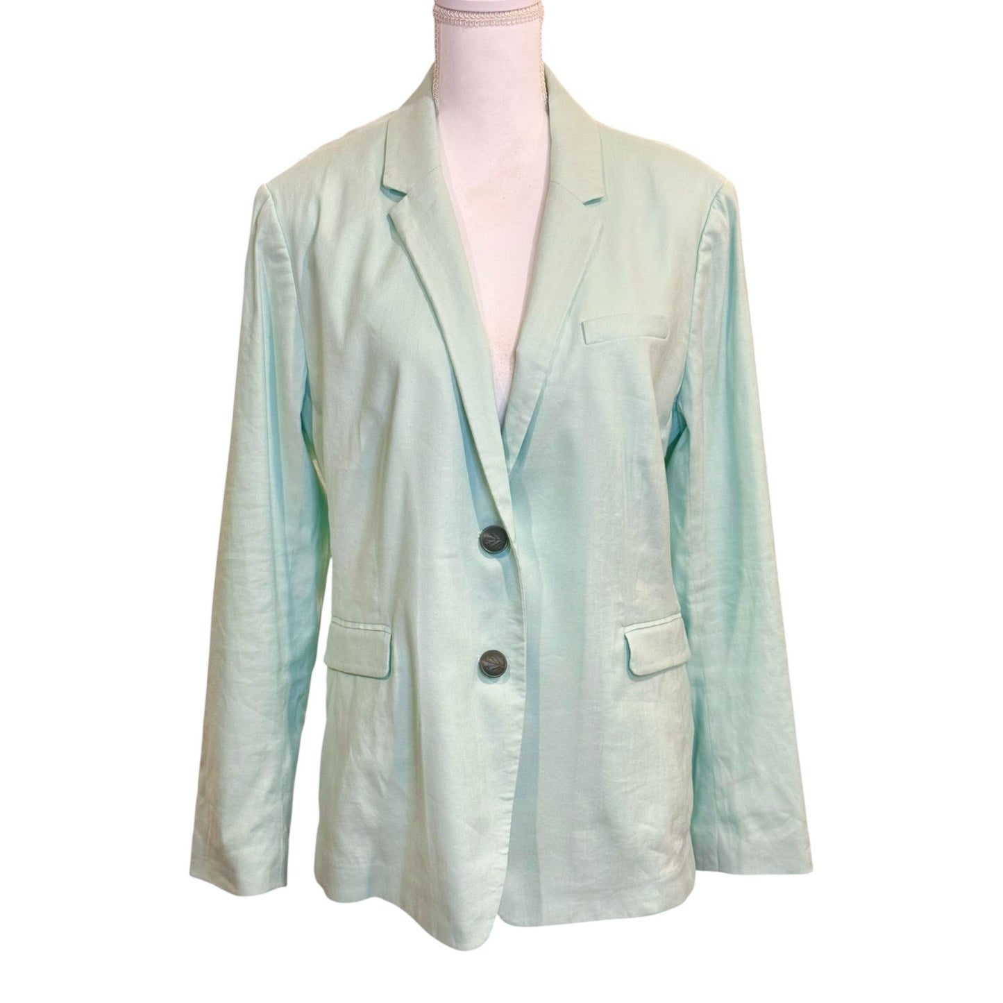 Rag & Bone Mint Green Linen-Blend Blazer & Wide-Leg Pants Set Size 14