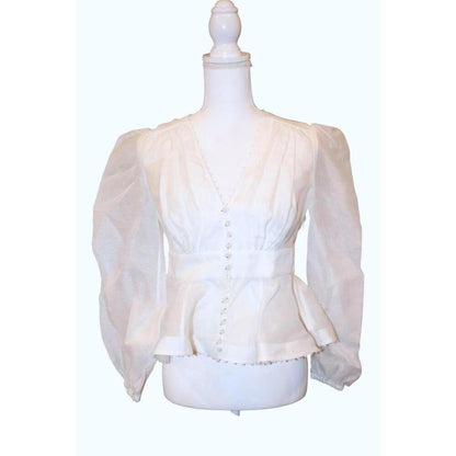 Zimmermann Dawning V-Neck Beaded Blouse, Size 1/Small NWT