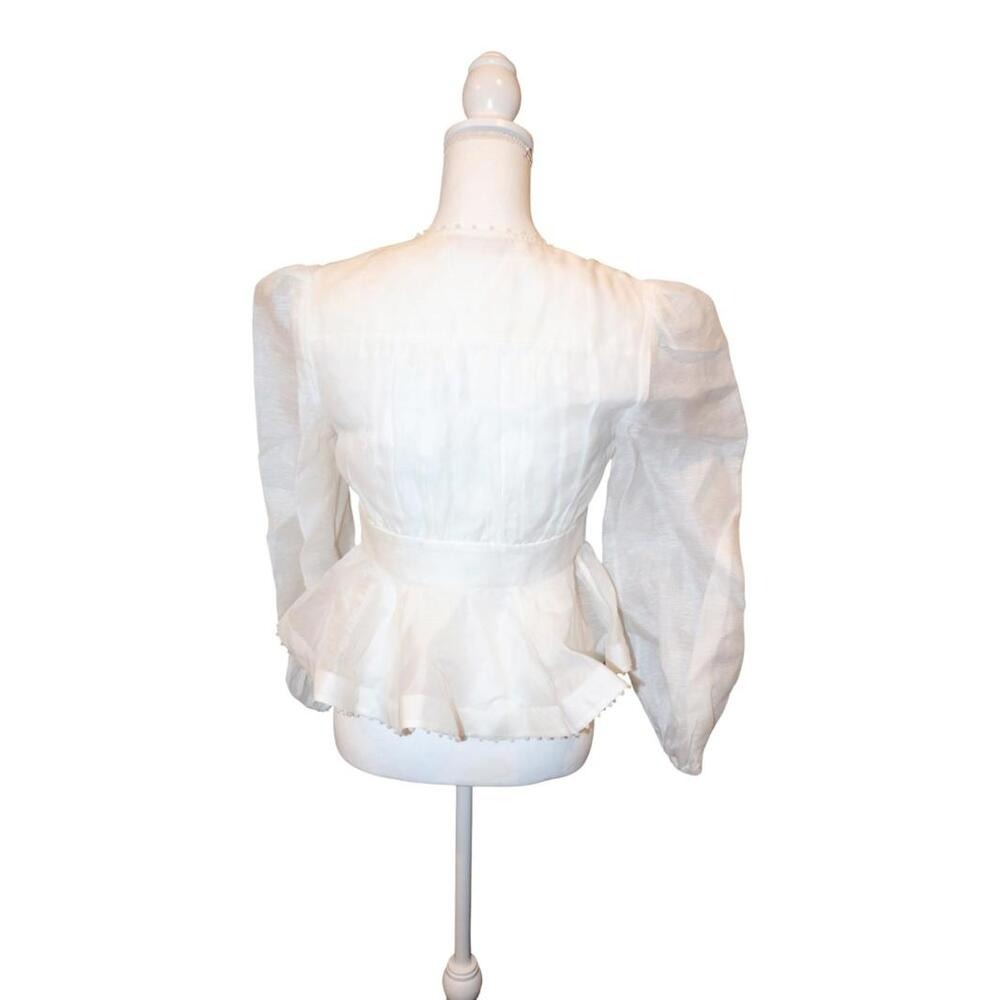 Zimmermann Dawning V-Neck Beaded Blouse, Size 1/Small NWT