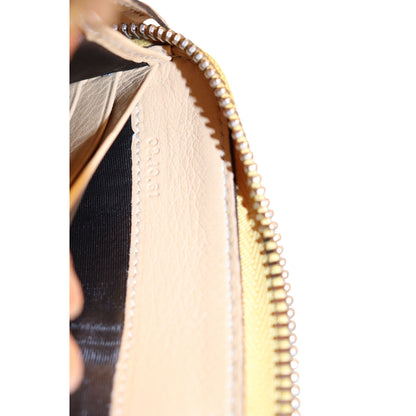 Chloé Paddington Beige Leather Wallet With Gold Padlock Accents & Zip-Around Closure