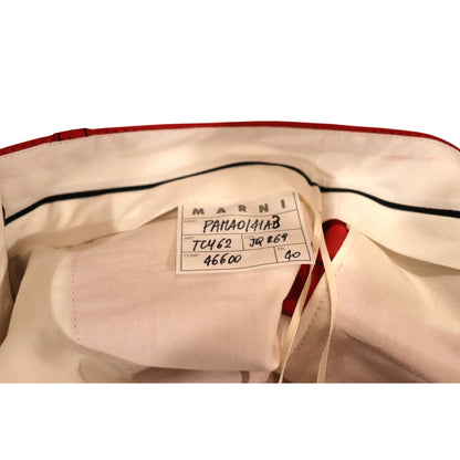 Marni Jacquard Hot Red Flared Trousers, Size 40 NWT
