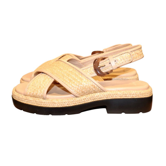 Vince Women's Helena Raffia Slingback Sandals, 9.5 New