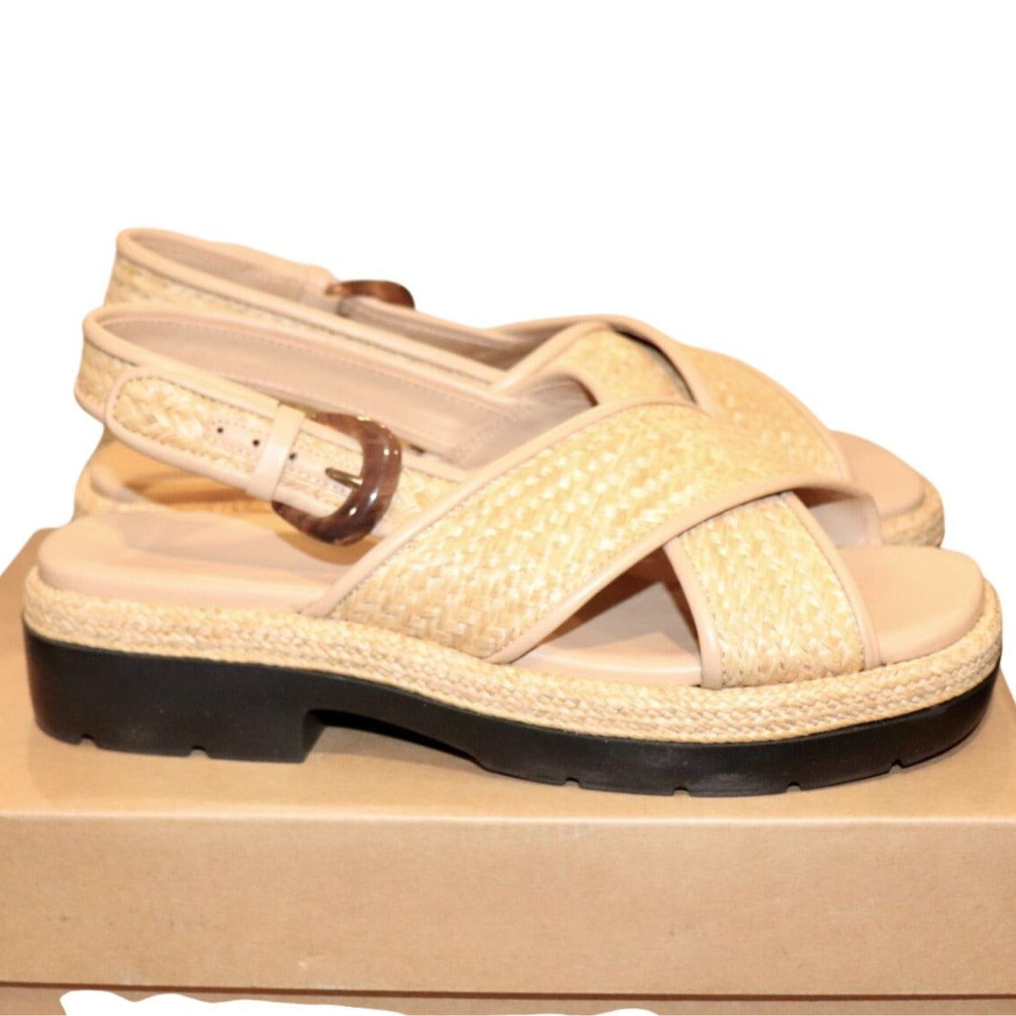 Vince Women's Helena Raffia Slingback Sandals, 9.5 New