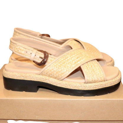 Vince Women's Helena Raffia Slingback Sandals, 9.5 New