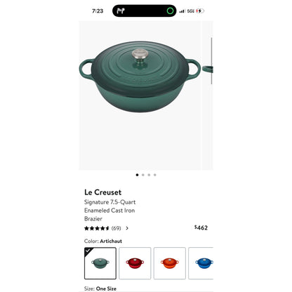 Le Creuset Enameled Cast Iron Braiser With Lid 7.5 Qt Green NWT