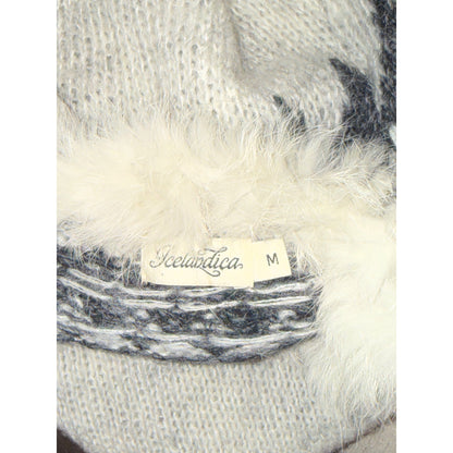 Icelandica vintage Womens Handmade Icelandic Sweater M 100% Wool Faux Fur Collar
