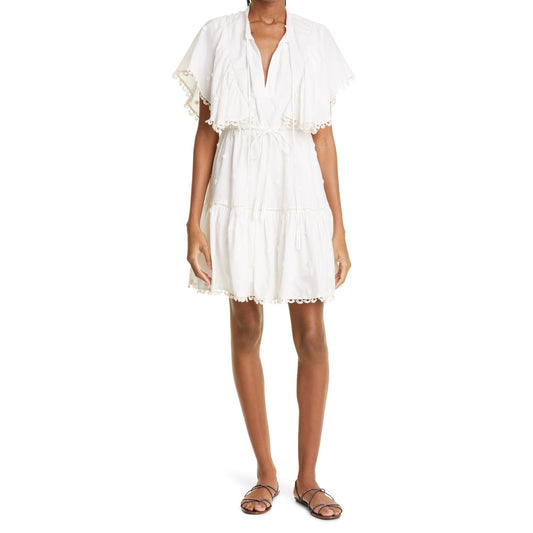 FARM Rio 3D Flower a-Line Cotton Minidress in Off-White at Nordstrom, Size Medium