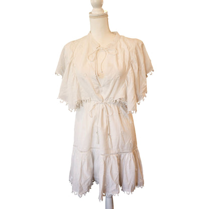 FARM Rio 3D Flower a-Line Cotton Minidress in Off-White at Nordstrom, Size Medium