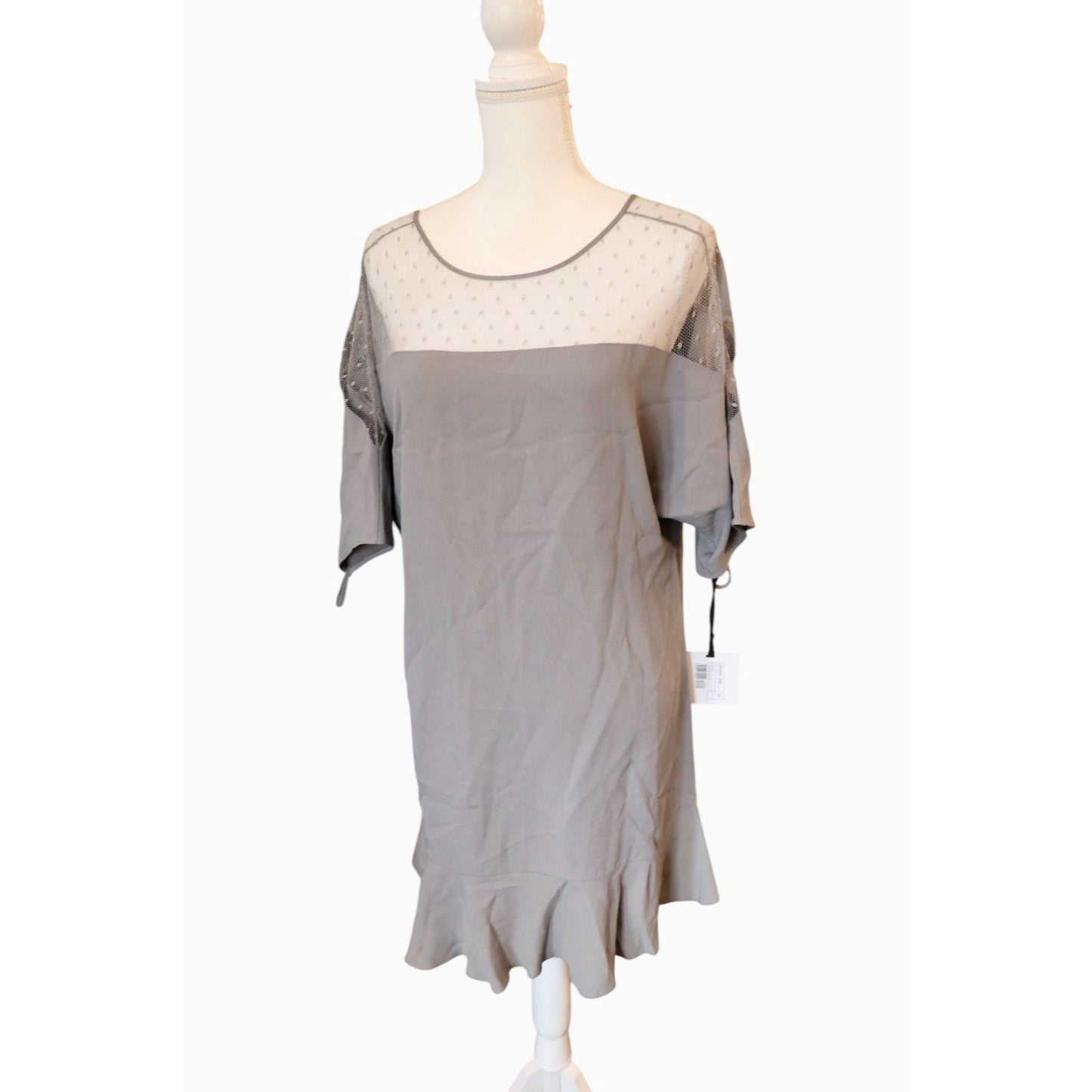 Red Valentino Point D'Esprit paneled crepe mini dress, Size 40 NWT