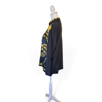 Hermès 1990s Parures des Sables Black Silk & Knit Sweater, M