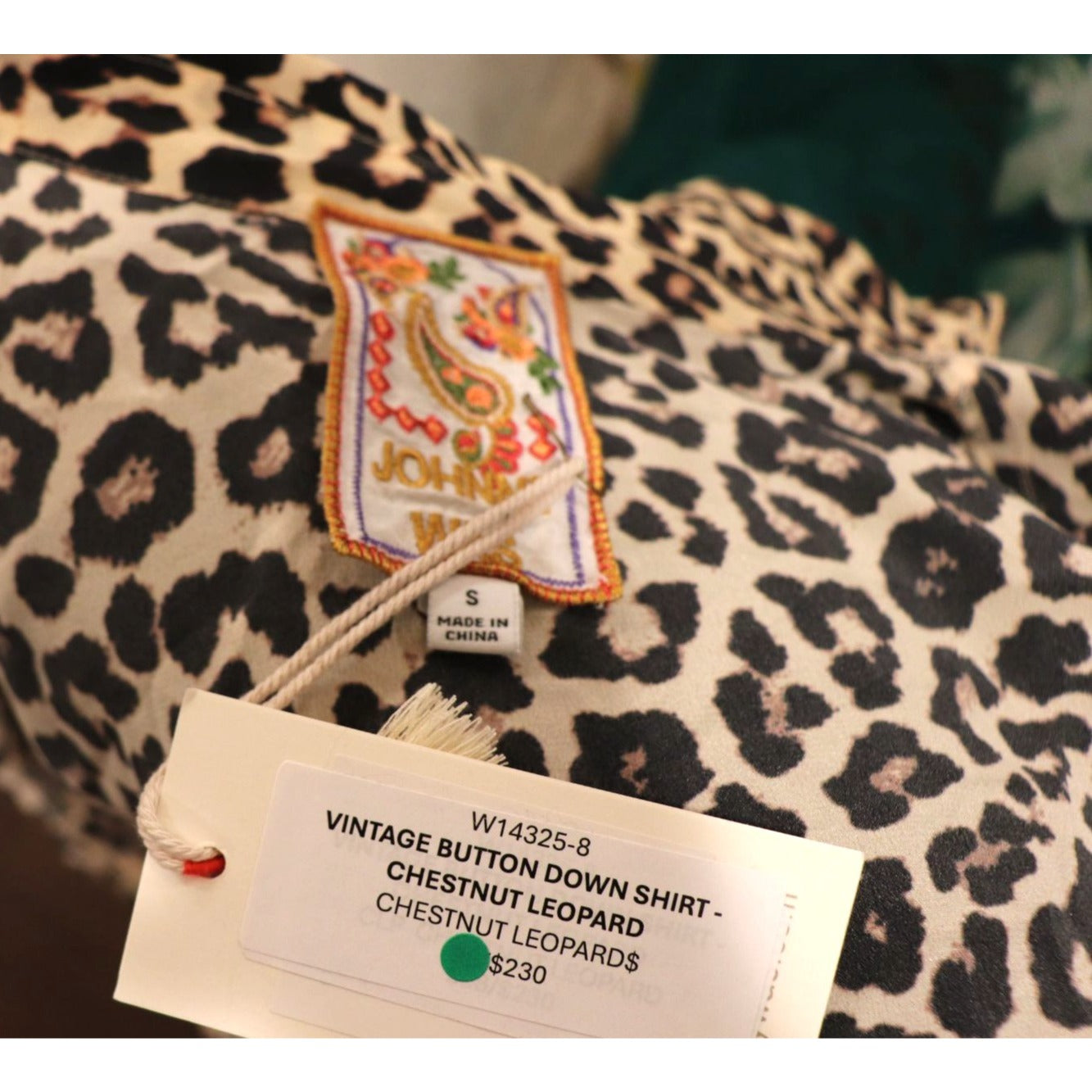 Johnny Was Leopard Print Silk Button-Down Shirt, Small NWT