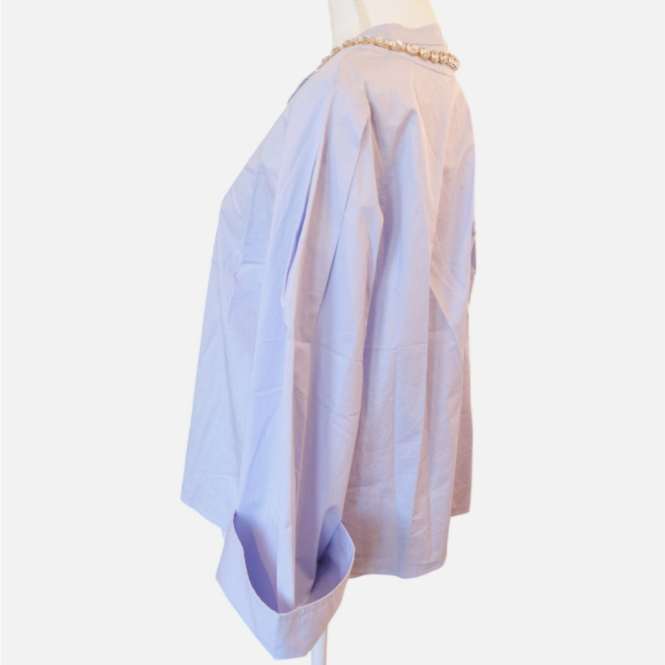 Sandro Lavender Cropped Blouse Jewel Collar, Medium (oversized) NWT