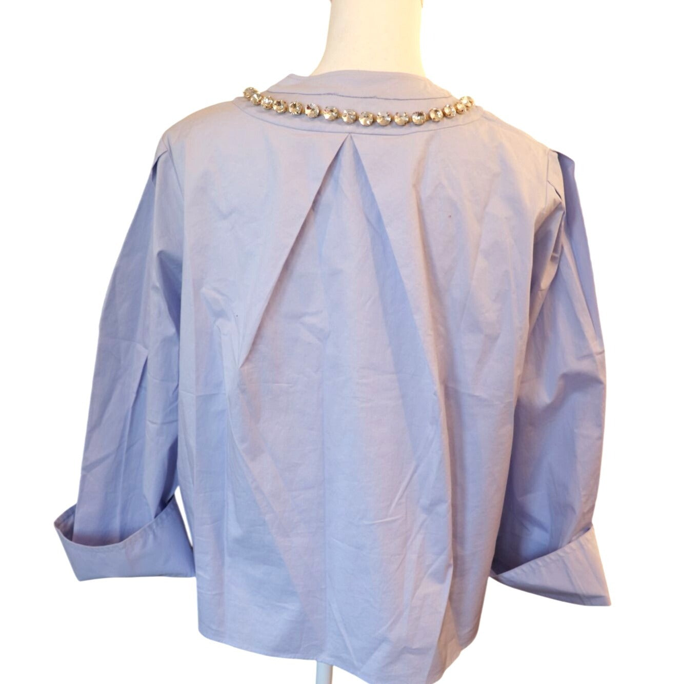 Sandro Lavender Cropped Blouse Jewel Collar, Medium (oversized) NWT