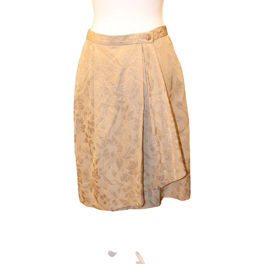 Giorgio Armani Silk Blend Floral Brocade Pencil Skirt Neutral Elegant Design, Small