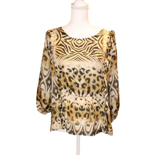Johnny Was Aisha Blouse Siswati Animal Print Silk, Medium NWT