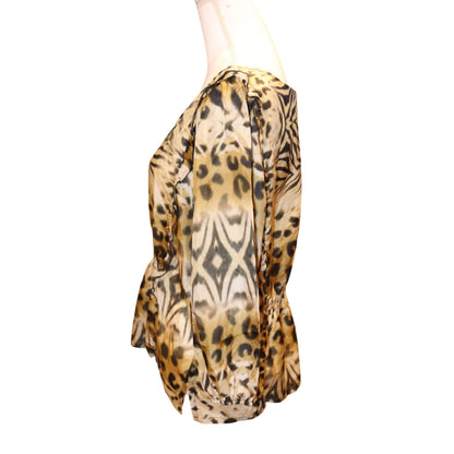 Johnny Was Aisha Blouse Siswati Animal Print Silk, Medium NWT