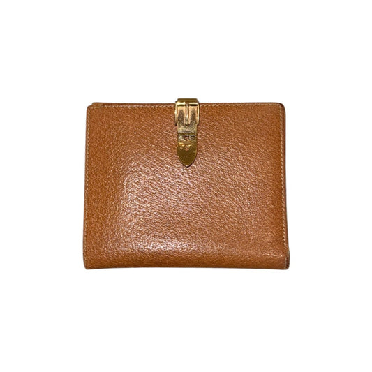 Gucci Vintage Silvi Tan Leather Wallet With Gold Clasp & Multiple Card Slots