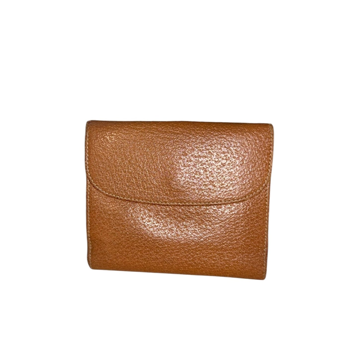 Gucci Vintage Silvi Tan Leather Wallet With Gold Clasp & Multiple Card Slots