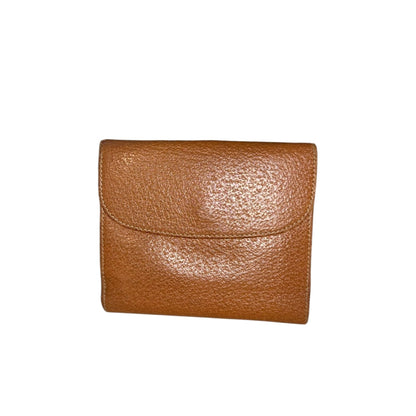 Gucci Vintage Silvi Tan Leather Wallet With Gold Clasp & Multiple Card Slots