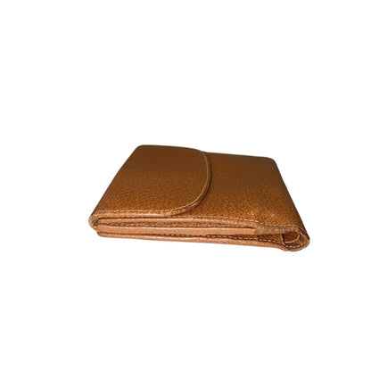 Gucci Vintage Silvi Tan Leather Wallet With Gold Clasp & Multiple Card Slots