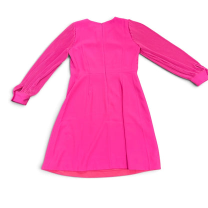 J.Crew Pink Dress With Pleated Sleeves Size 6 Polyester Blend Back Zipper Closure