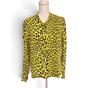 Zadig & Voltaire Taos Yellow Leopard Print Silk Blouse XS NWT