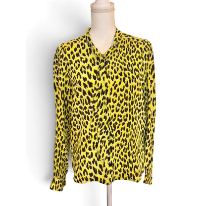 Zadig & Voltaire Taos Yellow Leopard Print Silk Blouse XS NWT