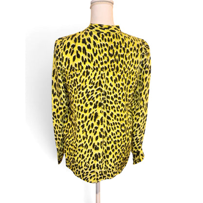 Zadig & Voltaire Taos Yellow Leopard Print Silk Blouse XS NWT