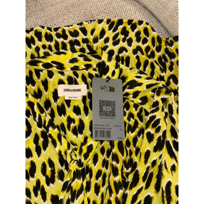 Zadig & Voltaire Taos Yellow Leopard Print Silk Blouse XS NWT