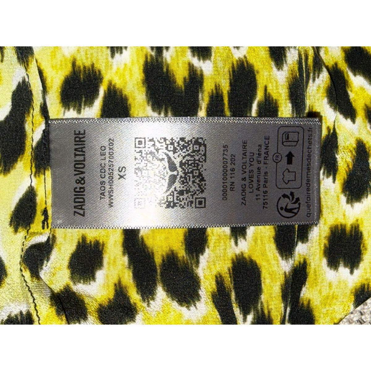 Zadig & Voltaire Taos Yellow Leopard Print Silk Blouse XS NWT
