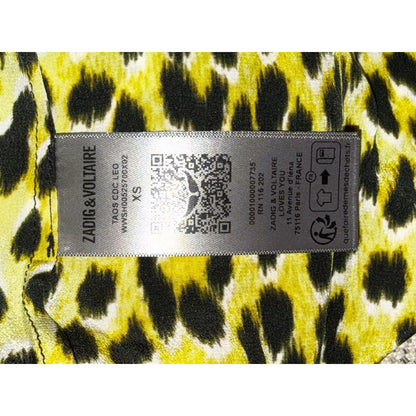 Zadig & Voltaire Taos Yellow Leopard Print Silk Blouse XS NWT