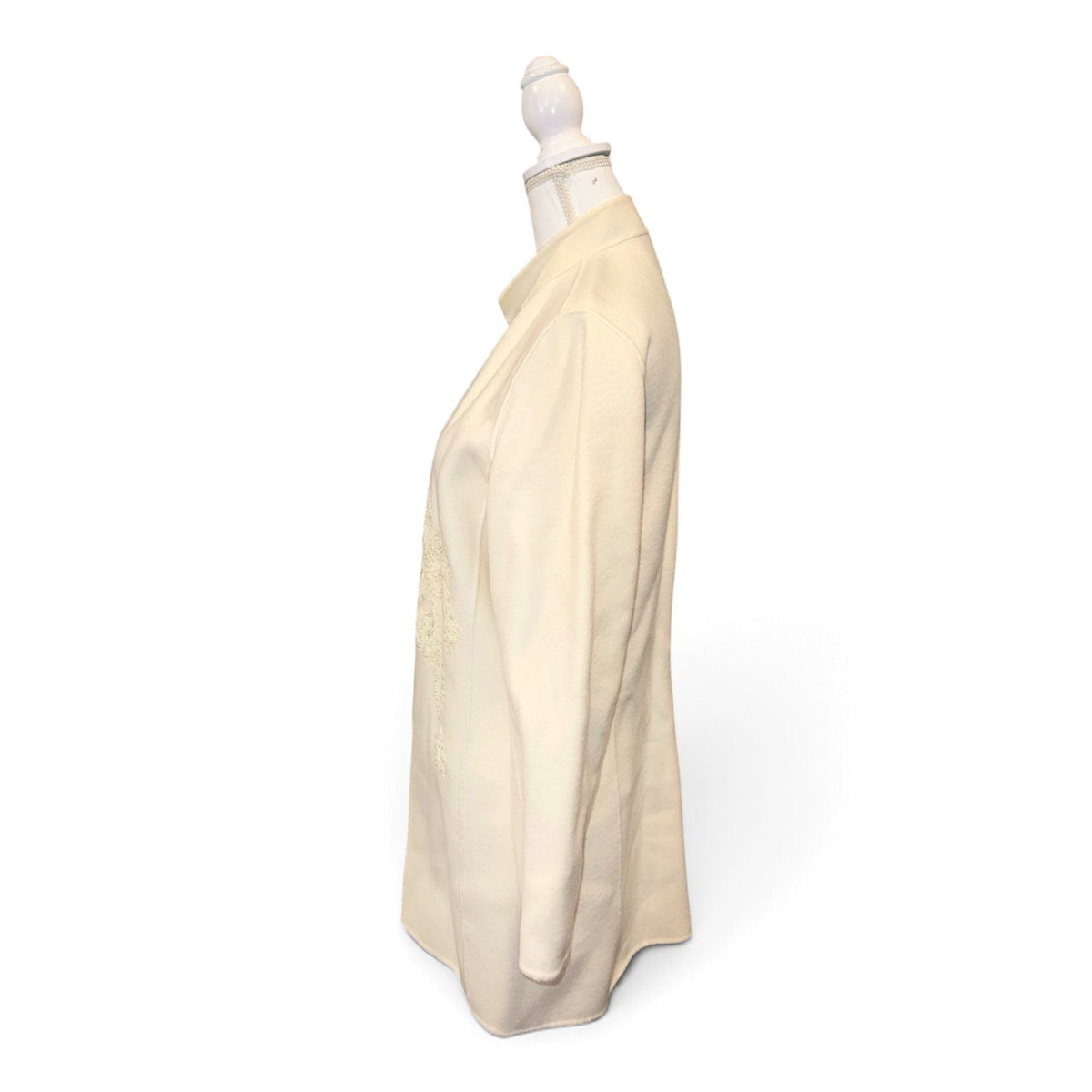 Dana Buchman Womens Cream Embroidered Wool Blend Jacket Size 12