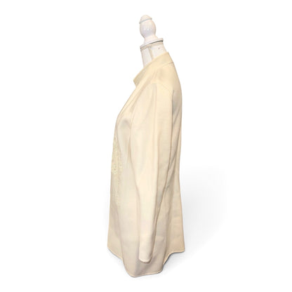 Dana Buchman Womens Cream Embroidered Wool Blend Jacket Size 12