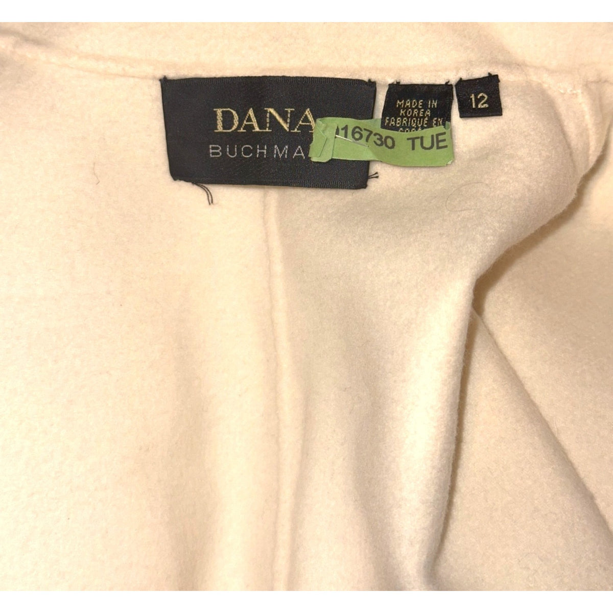 Dana Buchman Womens Cream Embroidered Wool Blend Jacket Size 12