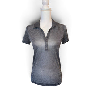 Rag & Bone Womens Metallic Silver Striped Knit Polo , S/P NWT