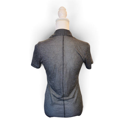Rag & Bone Womens Metallic Silver Striped Knit Polo , S/P NWT