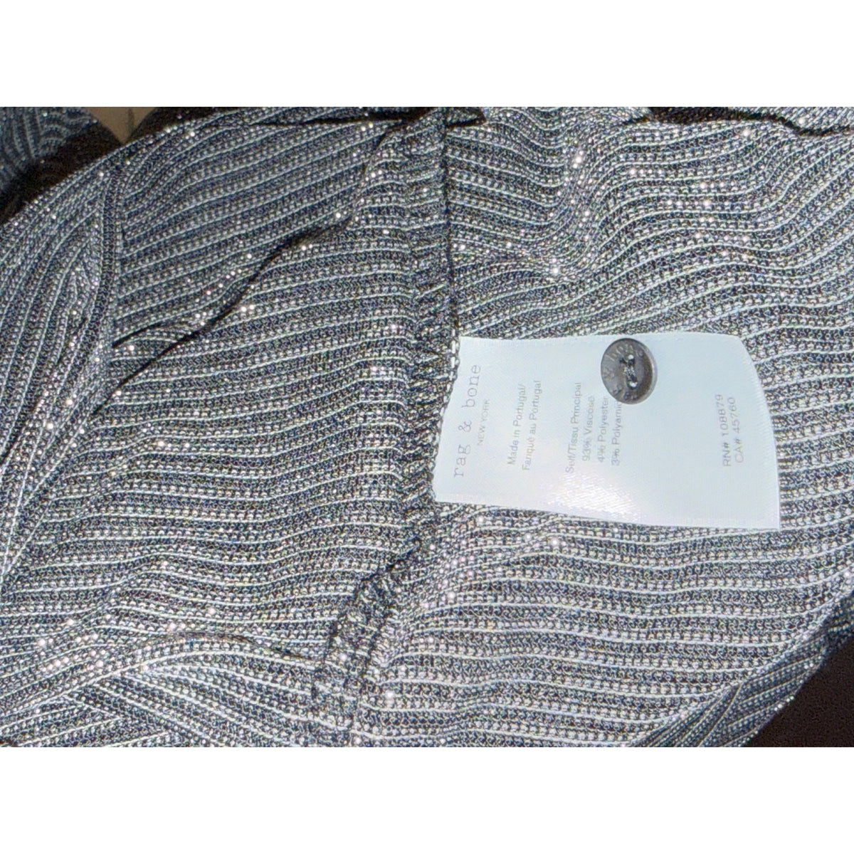 Rag & Bone Womens Metallic Silver Striped Knit Polo , S/P NWT
