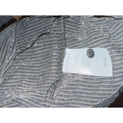 Rag & Bone Womens Metallic Silver Striped Knit Polo , S/P NWT