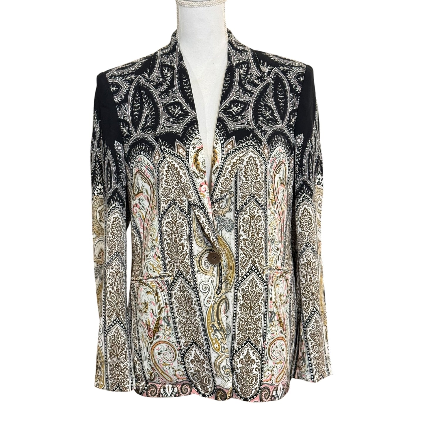 Etro Milano Womens Paisley Blazer Jacket Size 46/US 10