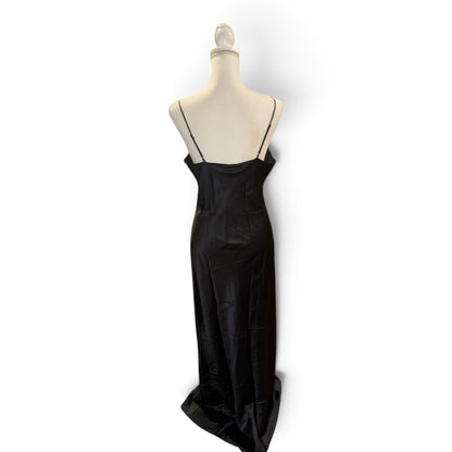 Quince Black 100% Silk Slip Dress With Adjustable Straps Size M Elegant Maxi-Length Eveningwear