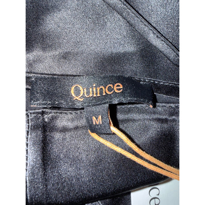 Quince Black 100% Silk Slip Dress With Adjustable Straps Size M Elegant Maxi-Length Eveningwear