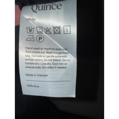 Quince Black 100% Silk Slip Dress With Adjustable Straps Size M Elegant Maxi-Length Eveningwear