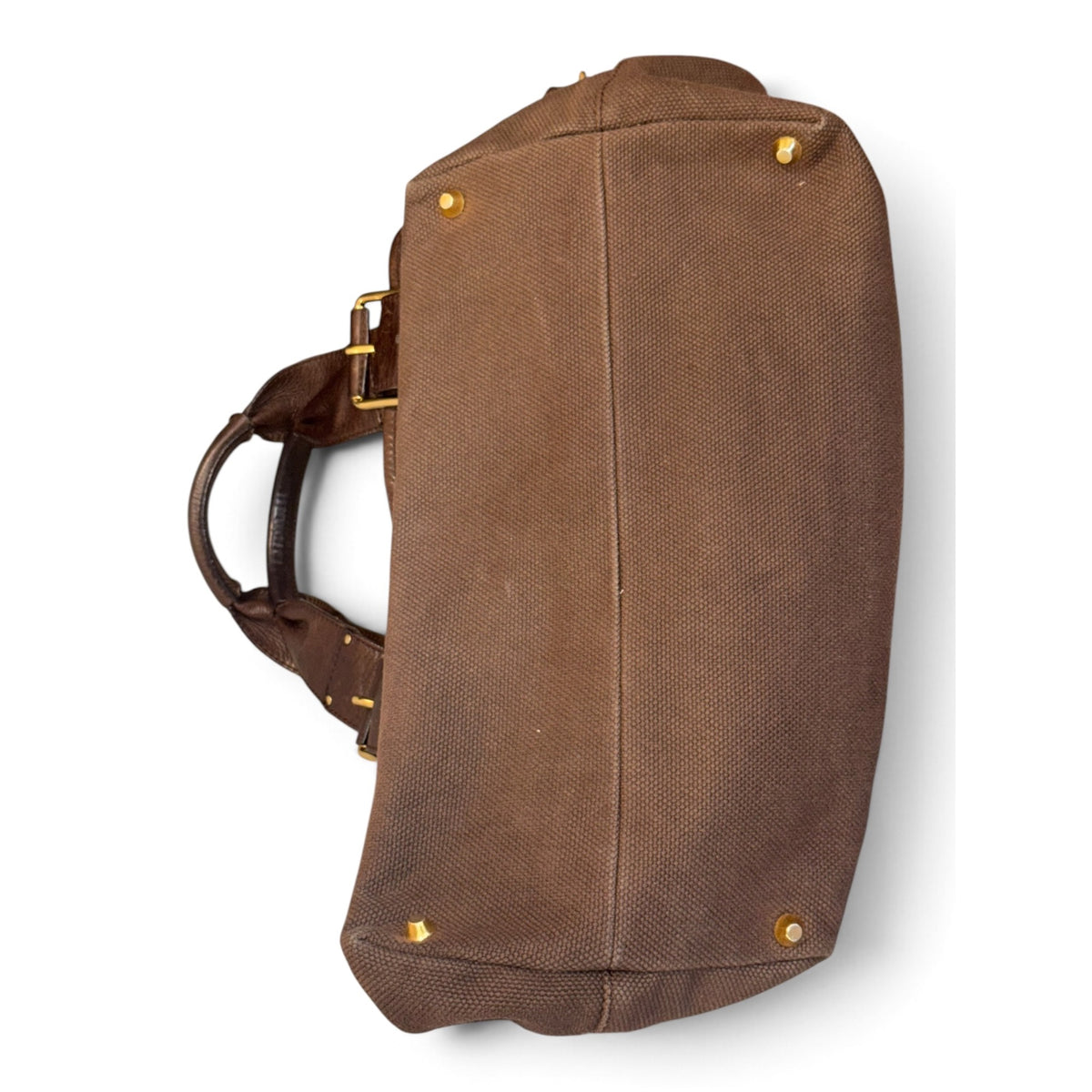 Chloé Large Brown Canvas & Leather Tote Bag With Gold Accents